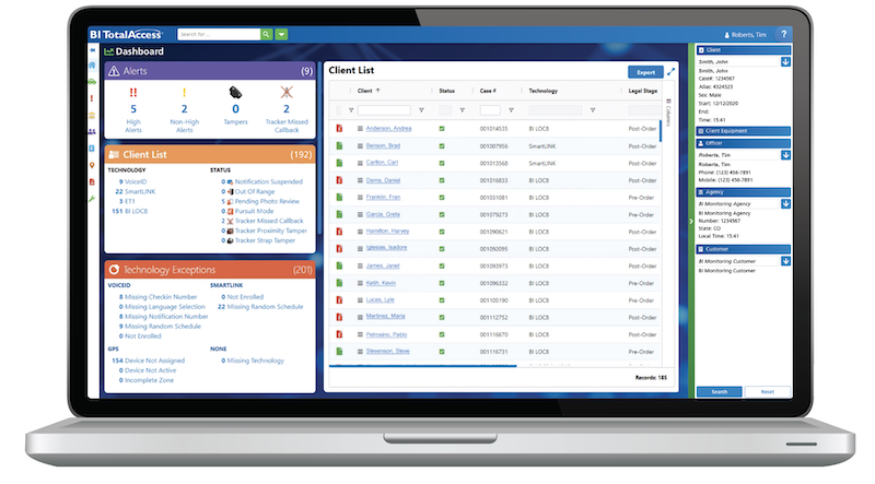 Screen of BI TotalAccess showcasing adjustable case management services alongside predictive analysis for improved insights.